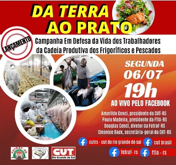 Campanha no RS em defesa da vida na cadeia produtiva de frigoríficos e pescados será lançada nesta segunda